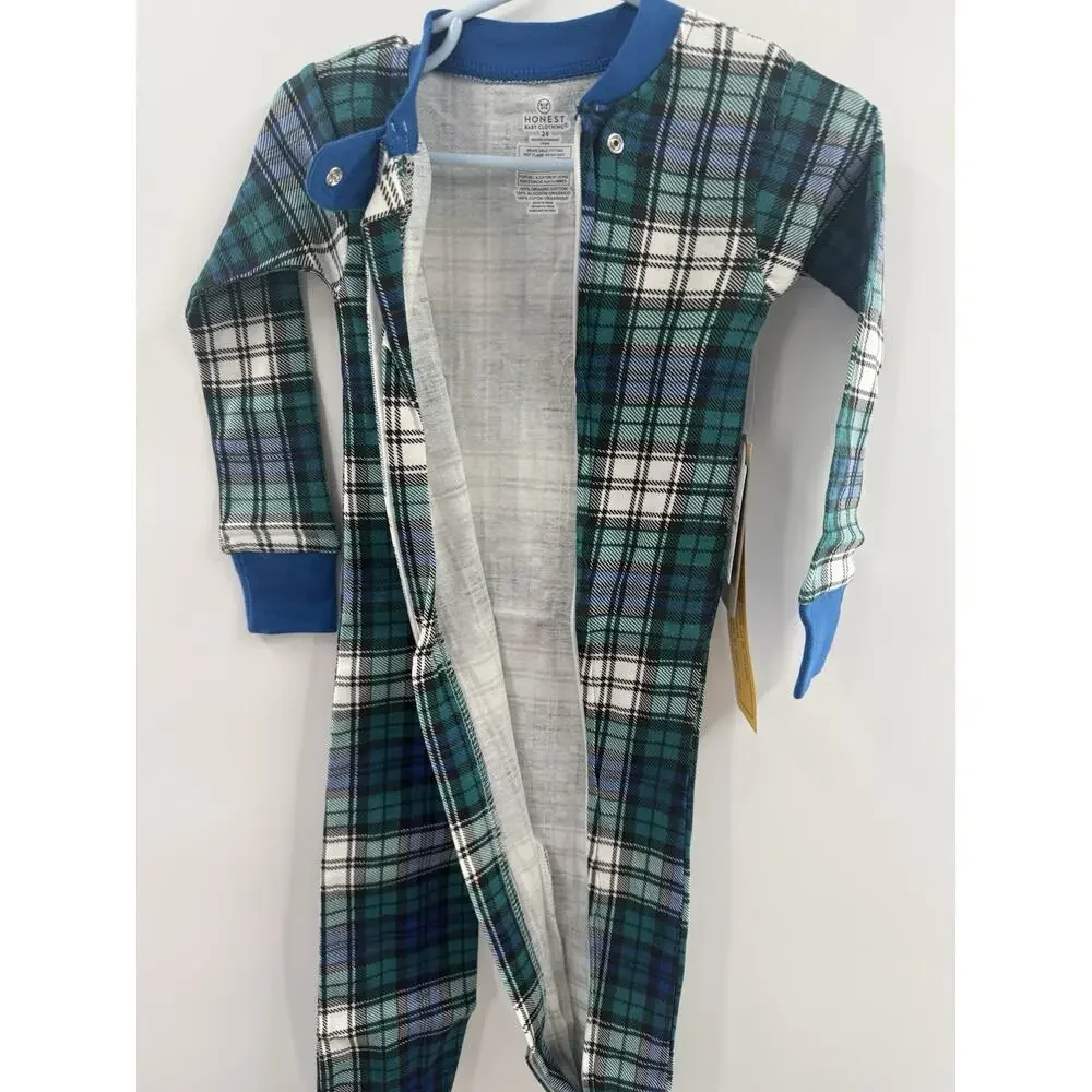 HonestBaby Sleep & Play Footed One-Piece Pajama Sleeper 100% Organic Cotton READ